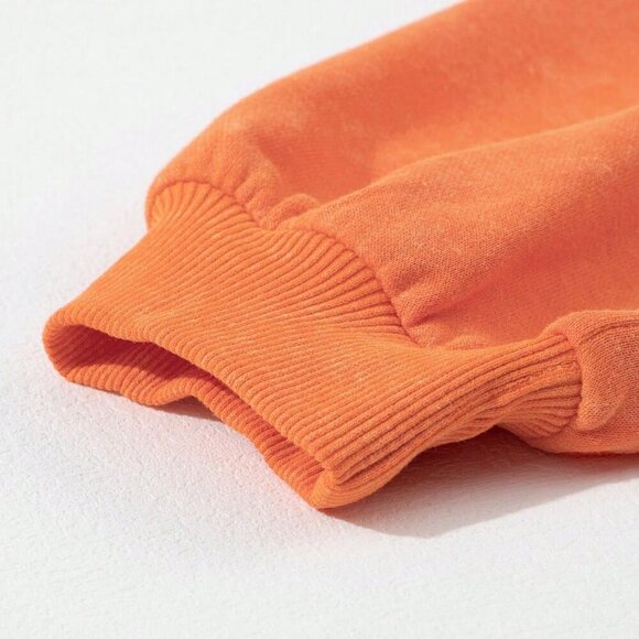 Orange Casual Women's Lantern Sleeve Button Half Placket Loose Sweatshirt - Picture 10 of 11